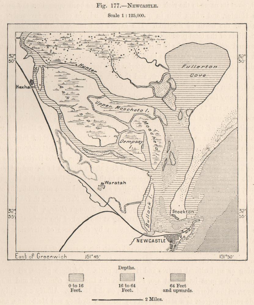 Newcastle. Australia 1885 old antique vintage map plan chart